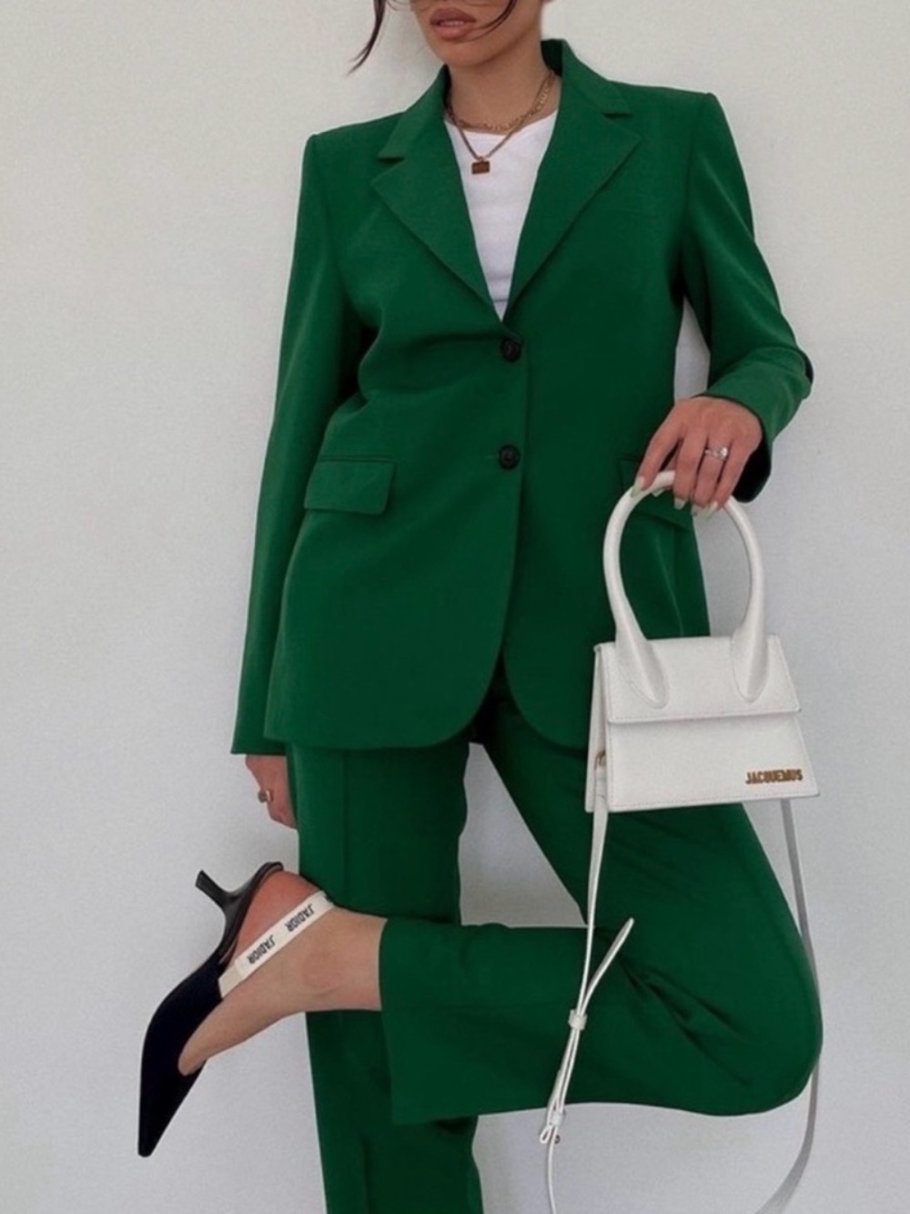 ZARA Apple Green Fitted Blazer HighWaist Pant Suit